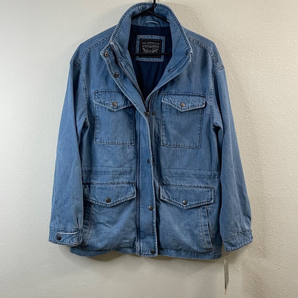 Levi's Denim Utility Jacket XS Cotton Shell Button & Zipper Closure - Picture 2 of 11